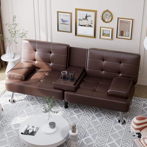 Dark Gray Linen Fabric Reversible Convertible Sofa Bed with Storage Chaise P525