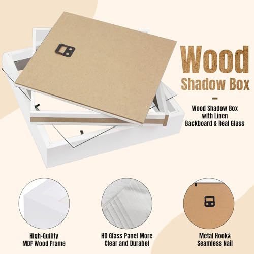 2 Pack Black 10x10 Shadow Box Display Case with Glass O111