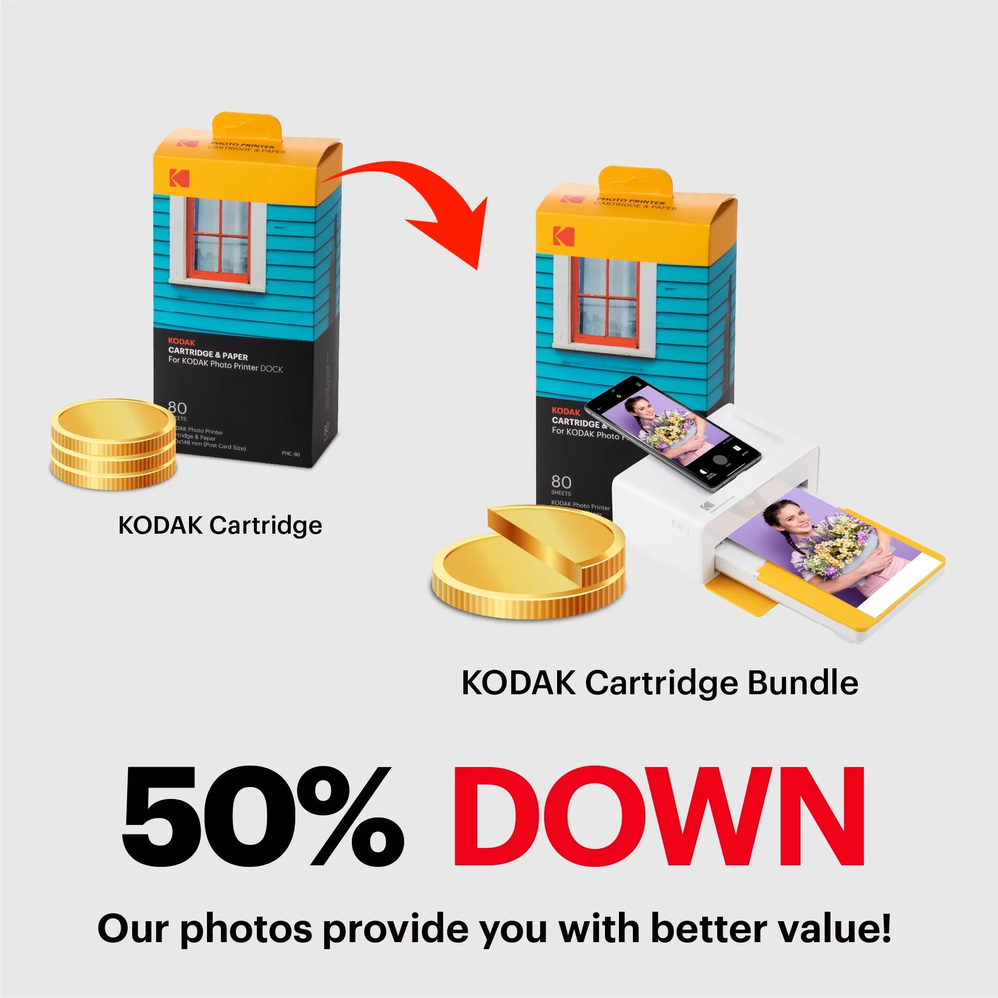 4PASS Instant Photo Printer (4x6 inches) + 10 Sheets T45842