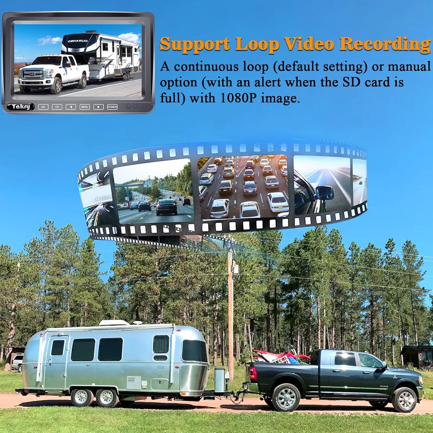HD 1080P 7 Inch Monitor Wireless Backup Camera System K419477