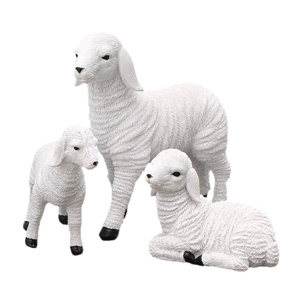 Set of 2 Resin Lamb Figurine Decoration I337891