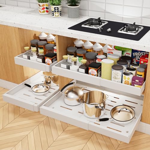 2 Pack Expandable Sliding Pull Out Cabinet Organizer Y4028