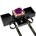 Preserved Red Rose Flower with Necklace and Light A868