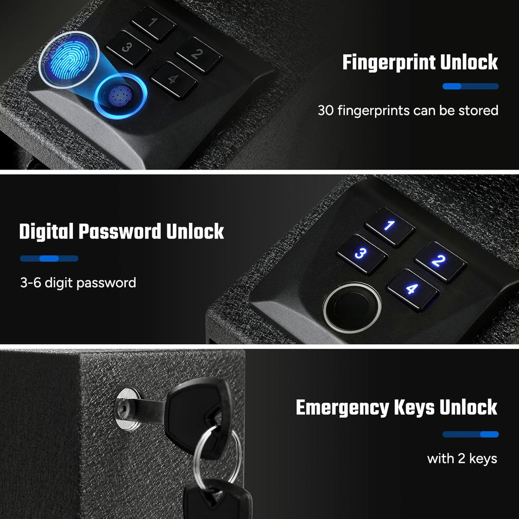 Biometric Gun Safe for Handgun with Fingerprint PIN Code and Key Q20685