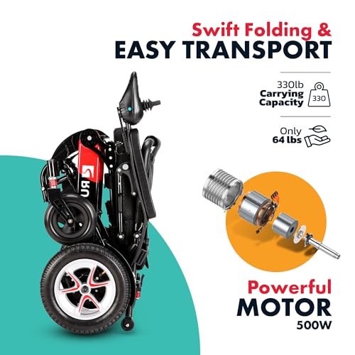 Puncture-Free Wheels Electric Wheelchair with 25 Miles Range, 600W Motors, Dual 12AH Lithium Batteries F90337