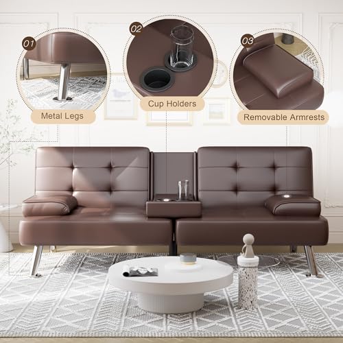 Dark Gray Linen Fabric Reversible Convertible Sofa Bed with Storage Chaise P525