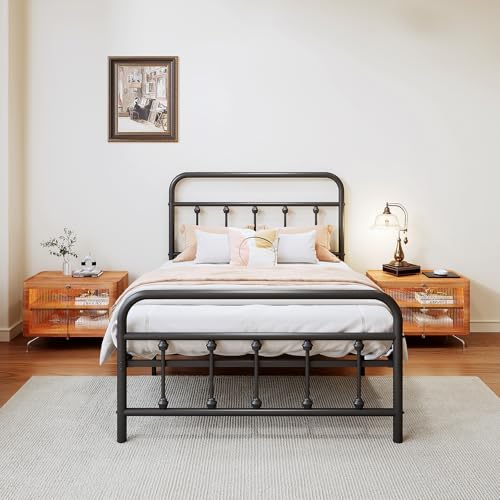 Black Full Size Metal Bed Frame with Headboard R679