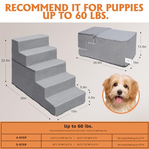 4-Step 18.1" H Folding Pet Stairs with Removable Washable Cover M32830