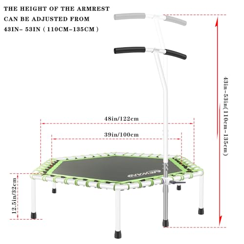 Fitness Trampoline with Adjustable Handle Bar, Max Limit 330 lbs X485683