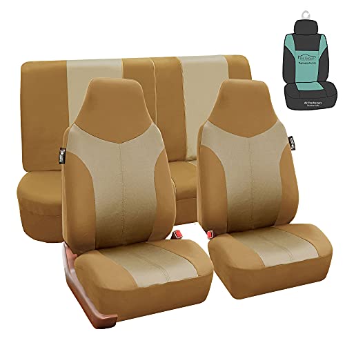 Beige Twill Car Seat Covers Full Set H3472