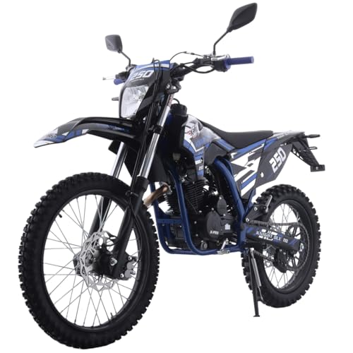 Blue 250 Dirt Bike 5-Speed Manual Transmission 21"/18" Wheels Electric/Kick Start L744059