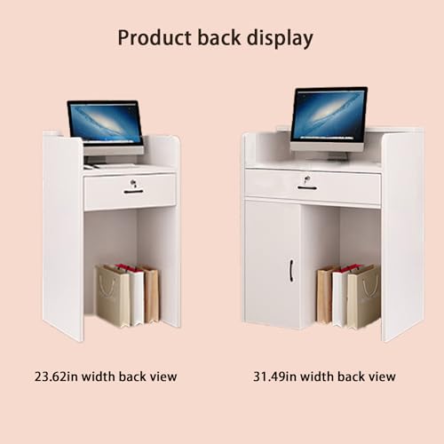 White Reception Desk with Drawers I1682