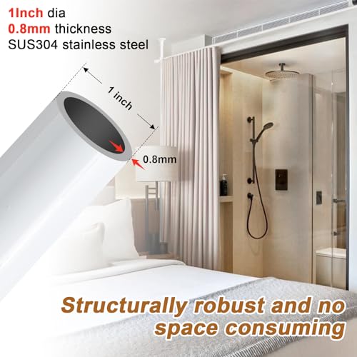 Black Metal Tension Curtain Rod Room Divider I303