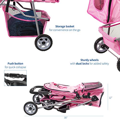 Black 3 Wheel Foldable Pet Stroller L1143