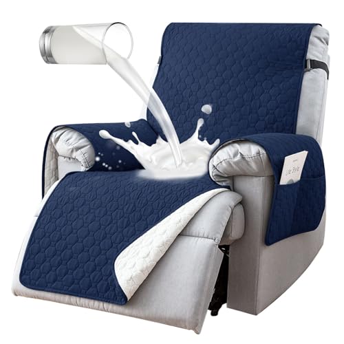 Waterproof Recliner Covers with 5 Pockets, Elastic Straps, Washable Recliner Protector, Chocolate A126540