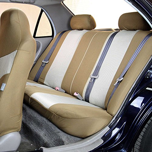 Beige Twill Car Seat Covers Full Set H3472