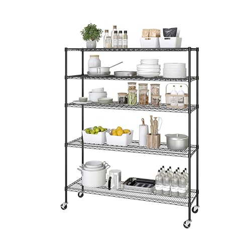 Black 5-Tier Solid Steel Wire Rack Storage Unit O60902