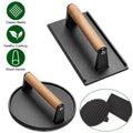 Cast Iron Steak Press with Wood Handle 2Pcs C23529