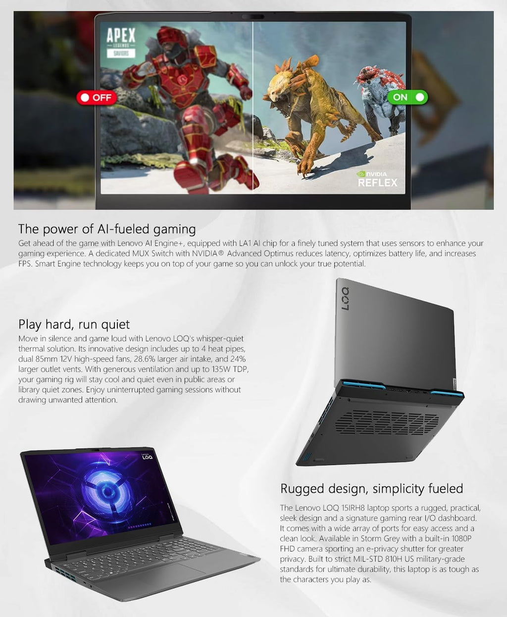 15.6" 144Hz IPS Gaming Laptop NVIDIA GeForce RTX 3050 Intel Core i5-13420H 32GB RAM 1TB Storage Storm Grey Q752