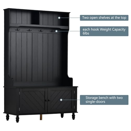 White Hall Tree with Storage Bench O97822