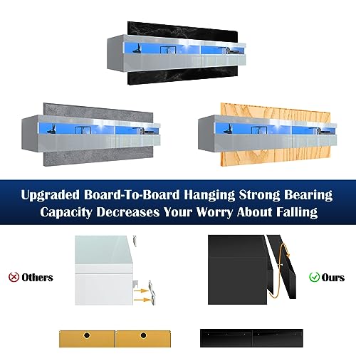 71" Floating TV Stand with Led Lights and Power Outlet J721843