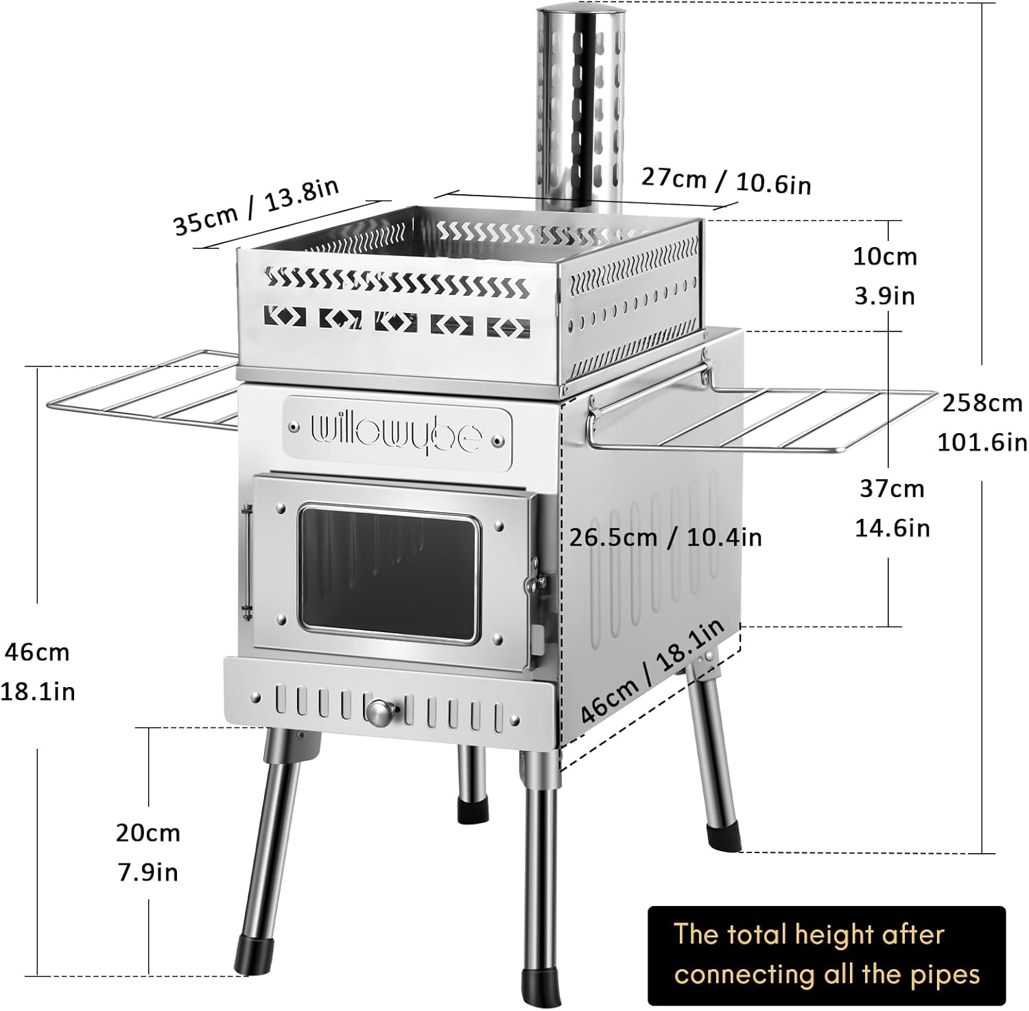 Outdoor Sauna Hot Tent Stove, Portable Camping Wood Stove L61687