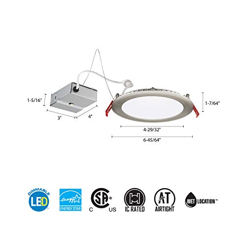 LED Color Temperature Selectable Ultra Thin Recessed Downlight, White, 6 inch W295