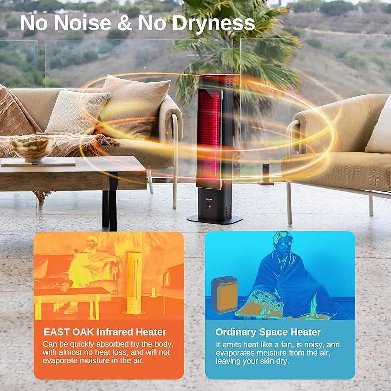 Open Box Patio Heater 1500W Infrared Electric Heater Portable Tower S48051