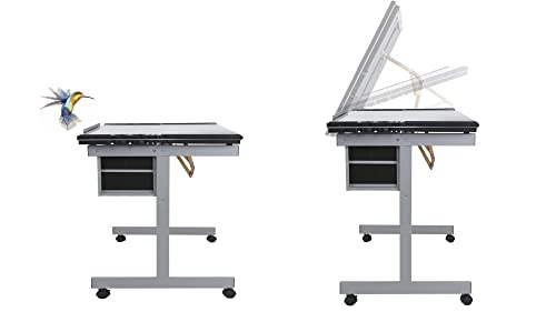 Silver Adjustable Glass Drafting Table U8569