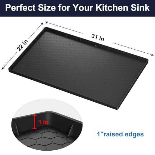 34" x 22" Flexible Silicone Under Sink Liner with Drain Hole Z591424