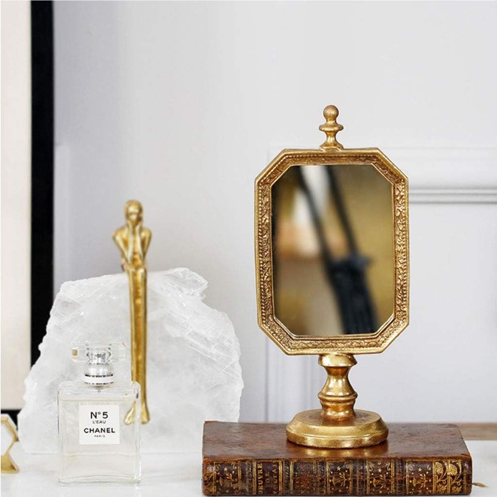 Retro Golden Handmade Desktop Makeup Mirror 4x9 Inches A45782