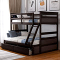 Over Full Wood Bunk Bed Frame With Two Drawer, Espresso I24205