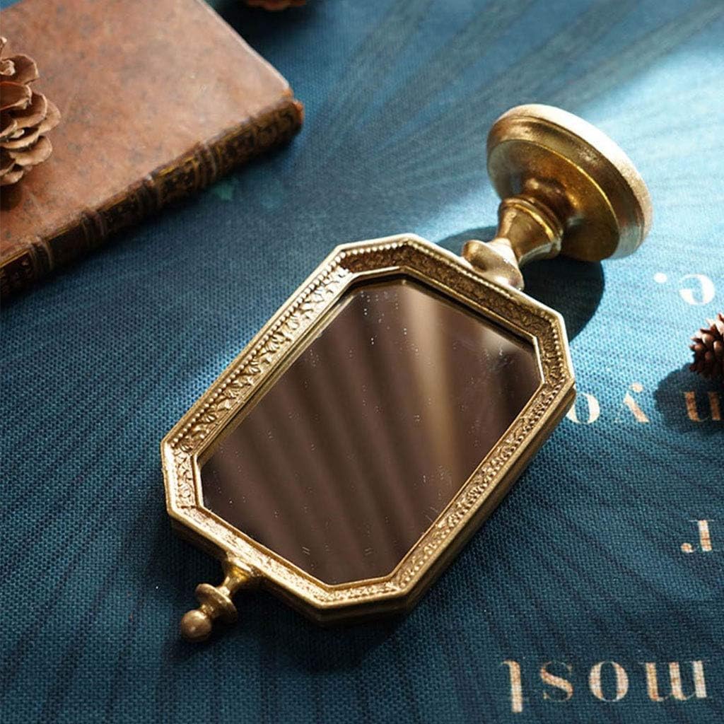 Retro Golden Handmade Desktop Makeup Mirror 4x9 Inches A45782