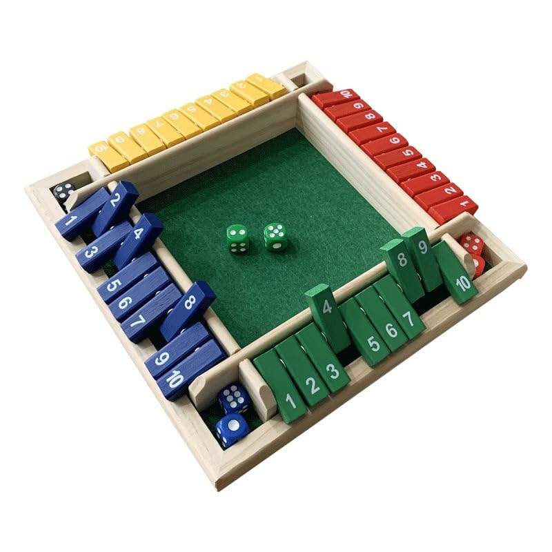 12 Inches 2-4 Player Wooden Shut The Box Dice Game with 8 Dices D1948