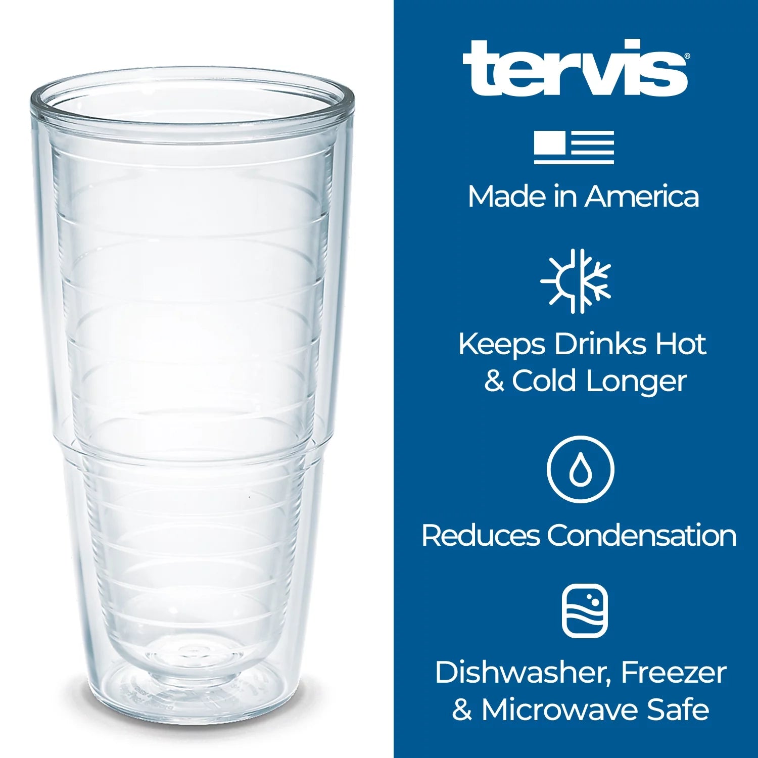 24oz 2pk Blue Lid Double Walled Insulated Tumbler A61688