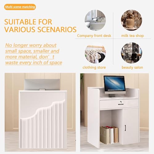 White Reception Desk with Drawers I1682
