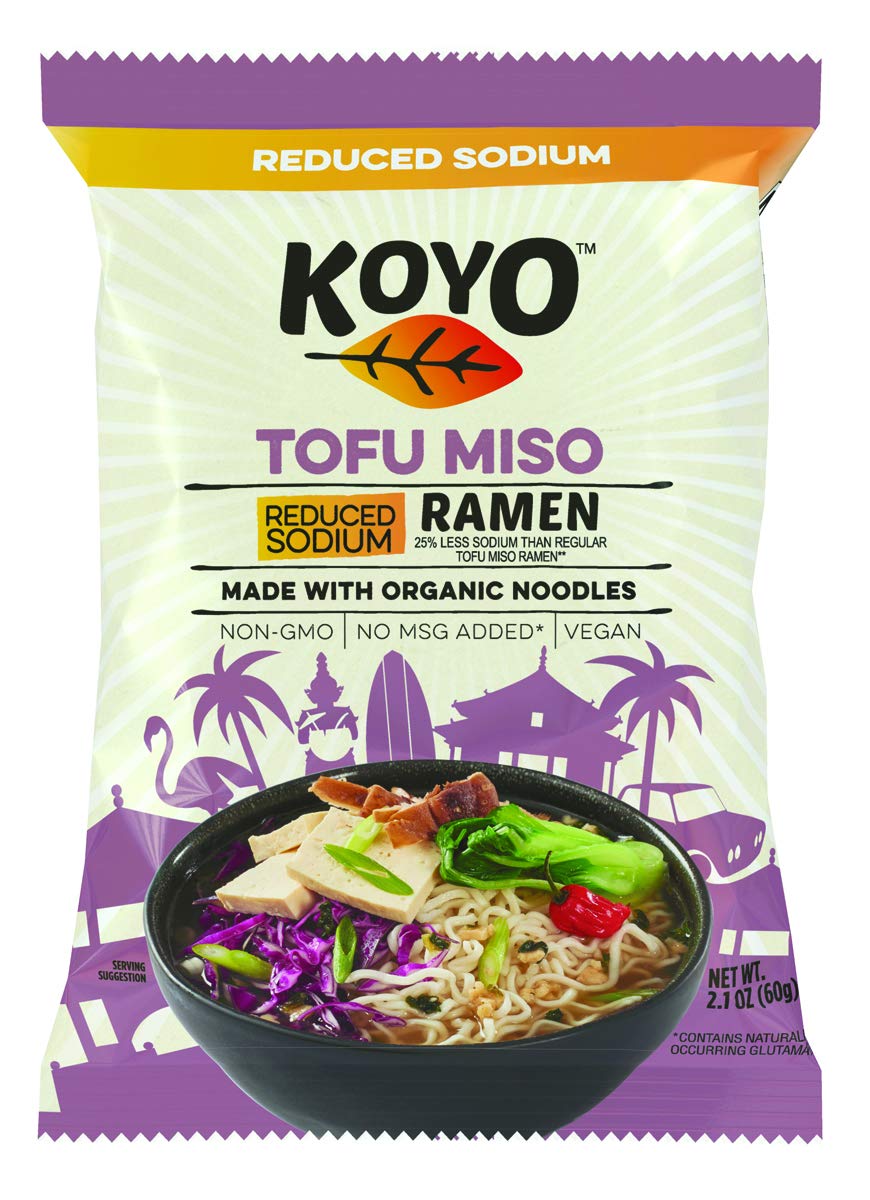 Tofu Miso Ramen Soup, Reduced Sodium, Organic Noodles, No MSG, No Preservatives, Vegan, 2.1 oz (12 Pack) V12031
