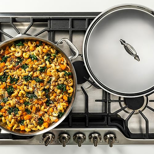 3-Ply Stainless Steel Large Frying Pan 7 Quart Y910