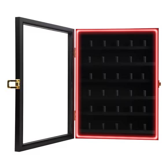 Black 30 Ring Glass Shadow Box with Lock B90317