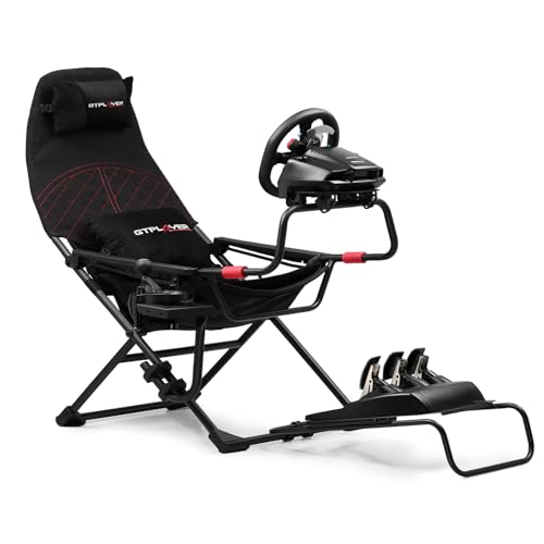 Black Foldable Adjustable Sim Racing Cockpit G37660