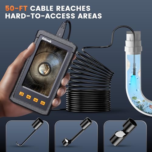 50FT Endoscope Camera with Light, 1080P HD 4.3" IPS Screen Waterproof IP67 G731554