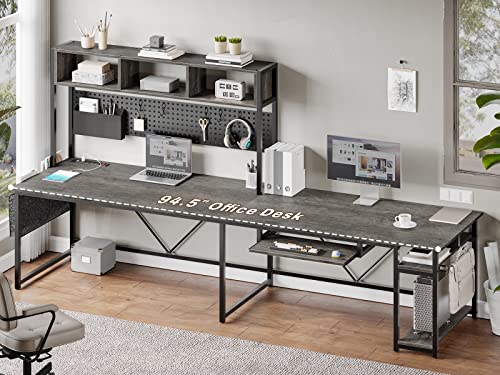 Black L Shaped Gaming Desk with Power Outlet and Pegboard U905
