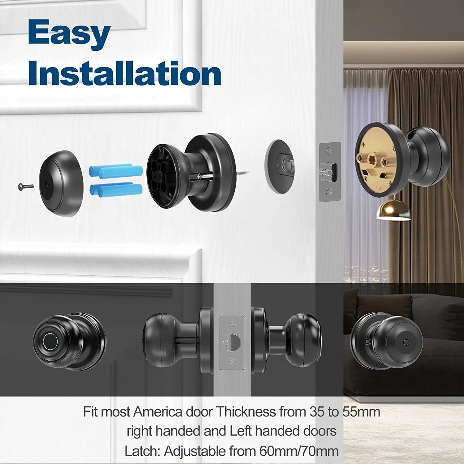 Black Smart Door Lock with App Control Q8630