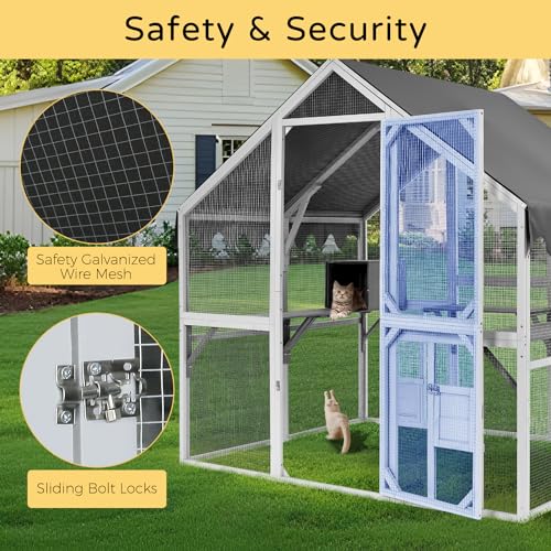 Gray Wooden Cat Enclosure 74”x57”x74” X328