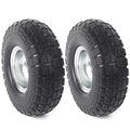 2-Pack 10-Inch Solid Rubber Flat Free Tire Wheels with 5/8" Bearings C802