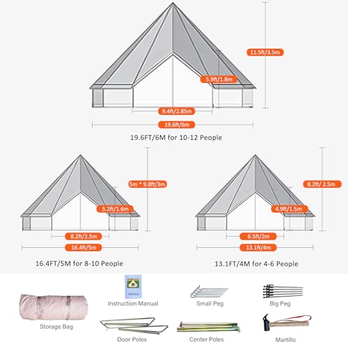 4 Seasons Canvas Bell Tent with 2 Stove Jack L5102