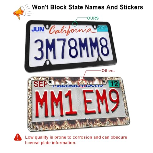 2 Pack Stainless Steel License Plate Frames with Screw Caps Z336