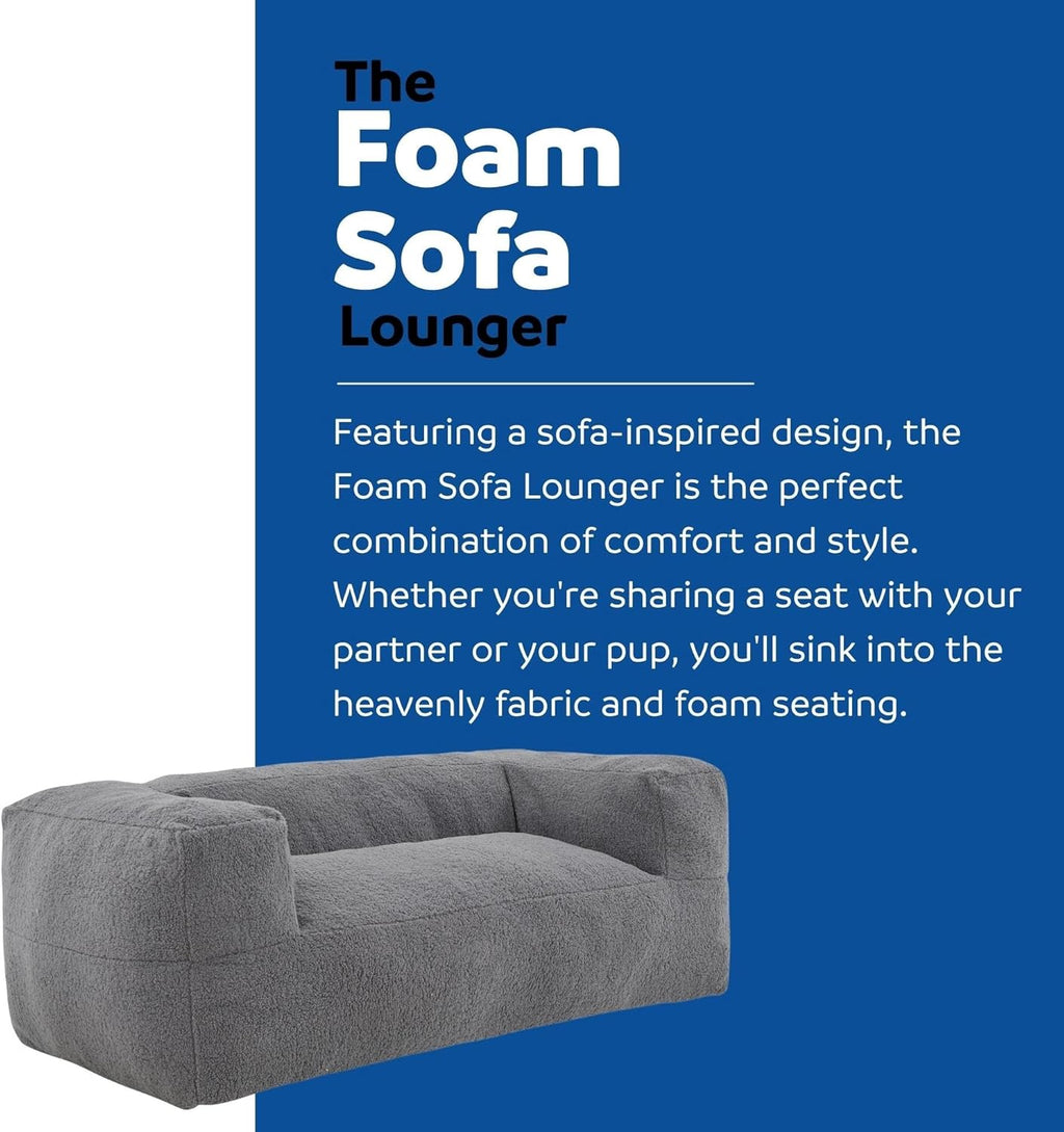 Gray Memory Foam Bean Bag Sofa Chair with Armrest D389