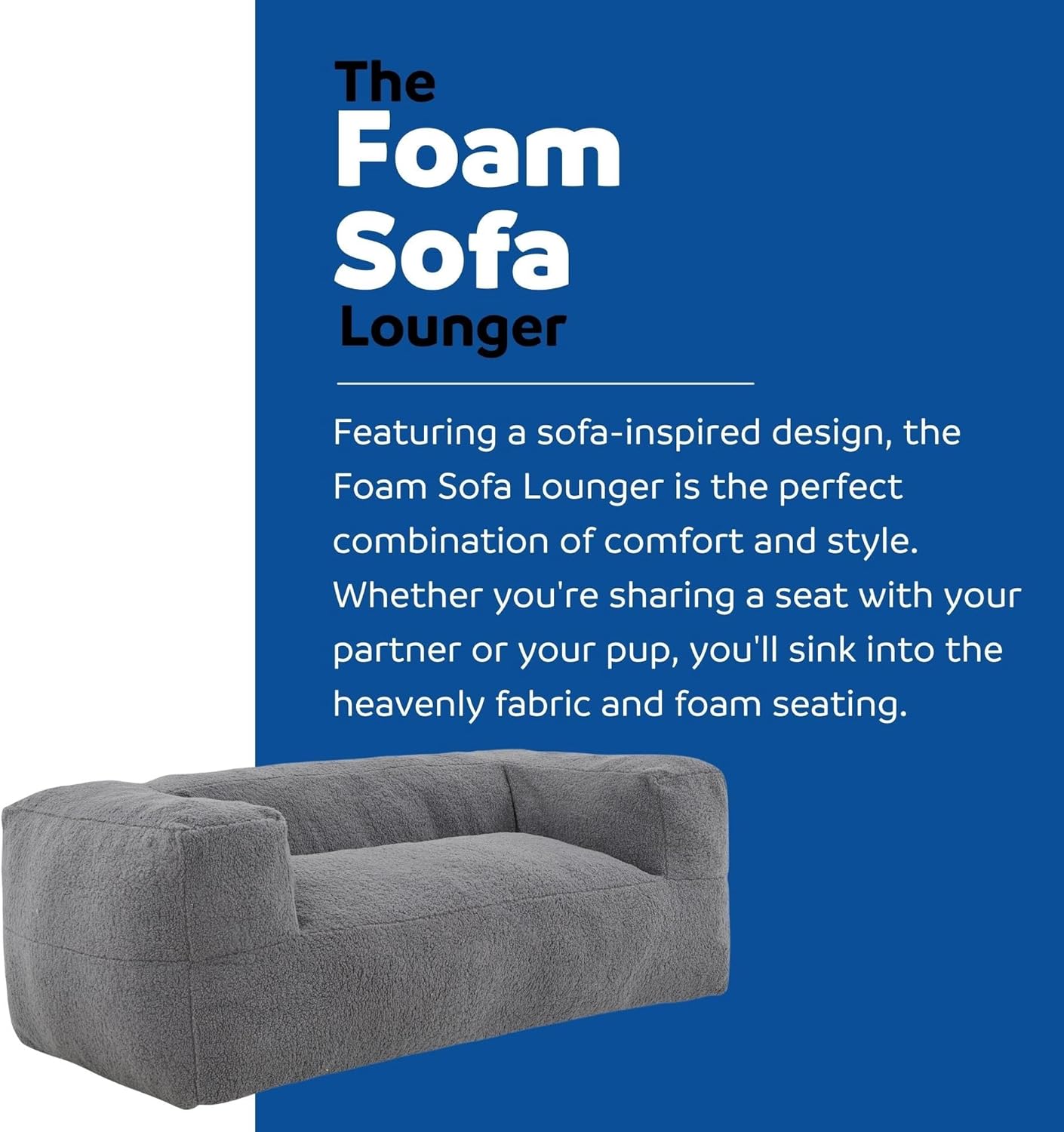 Gray Memory Foam Bean Bag Sofa Chair with Armrest D389