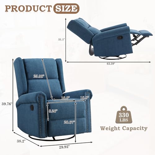 Manual Swivel Rocking Recliner with Adjustable Backrest & Footrest X378622